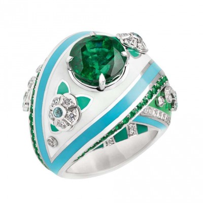 FABERGE-Collection Summer in Provence-bague-emeraude-diamants-email,