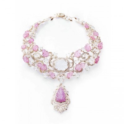FARAH KHAN-rubis gravé-rubellite-aigue marine gravée-diamants