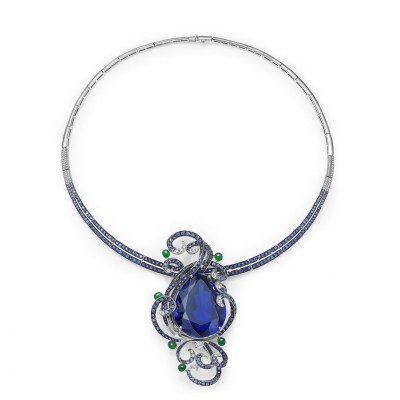 FEI LIU-Collier 103 Ct Tanzanite Neckpiece-Collection Bespoke-tanzanite,-or blanc-saphirs-diamants-jadeite