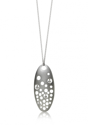FEI LIU-Pendentif Oval Drops-Or blanc-topazes blanches