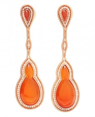 FERNANDO JORGE-Boucles d'oreilles-Fluid Drop-Tourmaline orange-diamants brun