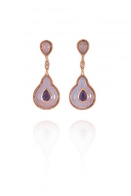 FERNANDO JORGE-Boucles d'oreilles Fluide-Iolite-calcédoine