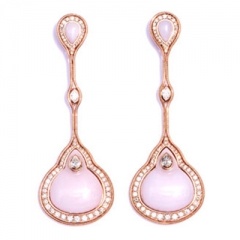 FERNANDO JORGE-Boucles d'oreilles-or rose-opale rose-diamants