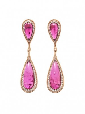 FERNANDO JORGE-Boucles d'oreilles-rubellite-diamants-or rose