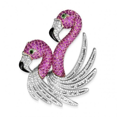 GEORLAND_broche_saphirs roses_diamants_tsavorites