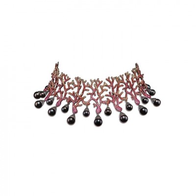 GIAMPIERO BODINO-Tesori Del Mare-collier-perles de Tahiti-saphirs jaunes et oranges-spinels rouges-spinels noirs-rubis