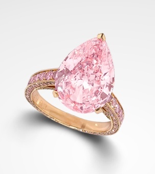 GRAAF-Bague avec un diamant rose central et un pavage de diamants rose,