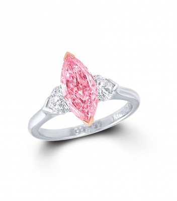 GRAAF-Bague-diamant rose navette--diamants blancs