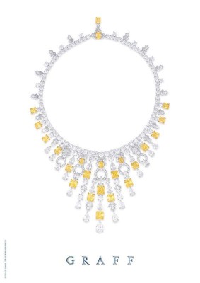 GRAAF-Collier-style Art Deco-diamants jaune-diamants blancs