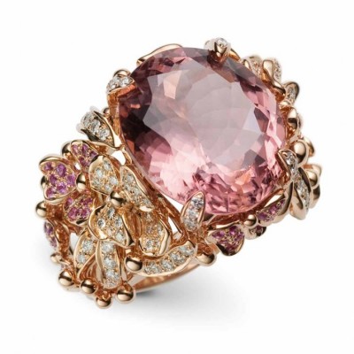 GRREN G-bague Shangri La-Kunzite-diamants-saphirs