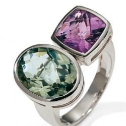 H GRINGOIRE-améthyste-quartz vert-diamants-bague