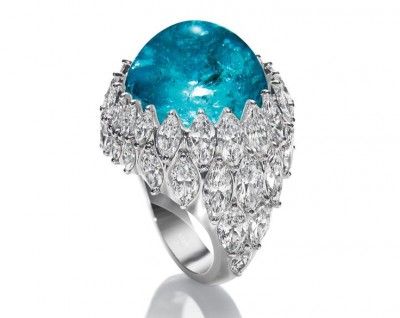 HARRY WINSTON-Bague-cabochon Tourmaline Paraiba-diamants