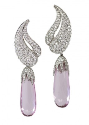 HARRY WINSTON-Boucles d'oreilles-saphirs roses-diamants