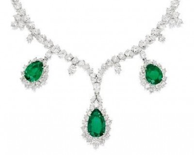 HARRY WINSTON-Collier-diamants-émeraude colombienne