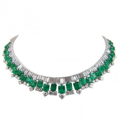 HARRY WINSTON-Collier-diamants-émeraude de Colombie