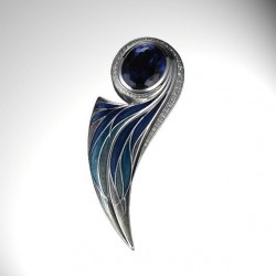 HINGO HENN-Broche-saphirs-diamants-émail