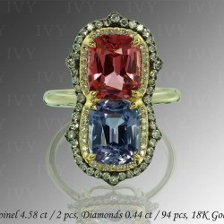 IVY-Spinelle bleu-spinelle rouge-diamants-or