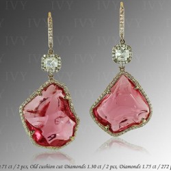 IVY-Spinelle rose brutes-diamants-or