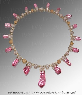 IVY-Spinelle rose-diamants-or