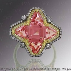 IVY-Spinellr rose 4.85ct-diamants-or