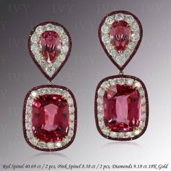IVY-Spinellr rouge 40.69ct-spinelle rose 8.38ct-diamants-or