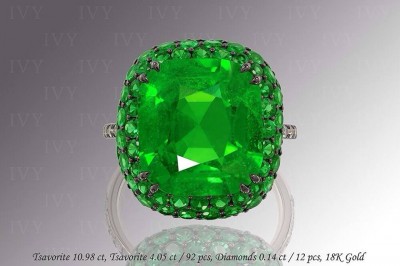 IVY-Tsavorite 10.98ct-diamants-or