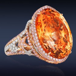 JACOB & CO-Bague Coktai-Saphir Ceylan 46.64 Ct-diamants roses-diamants blancs