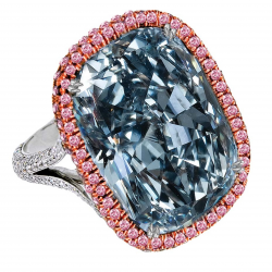 JACOB & CO-Bague diamant bleu-diamants blancs-diamants roses-platine