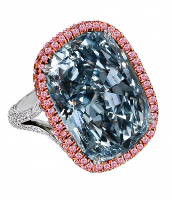 JACOB & CO-Bague diamant bleu-diamants blancs-diamants roses-platine