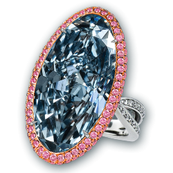 JACOB & CO-Bague-diamant bleu gris-platine-or rose-diamants blancs-diamants roses