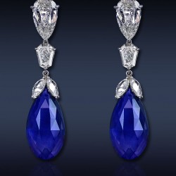 JACOB & CO-Boucles d'oreilles-briolette-saphir 37.72ct-diamants-platine