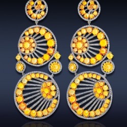 JACOB & CO-Boucles d'oreilles-collection Chandelier-or jaune-saphirs jaunes-diamants