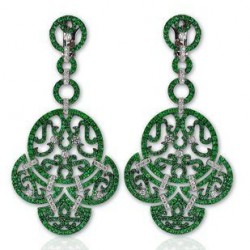 JACOB & CO-Boucles d'oreilles-collection Lace-émeraudes-diamants