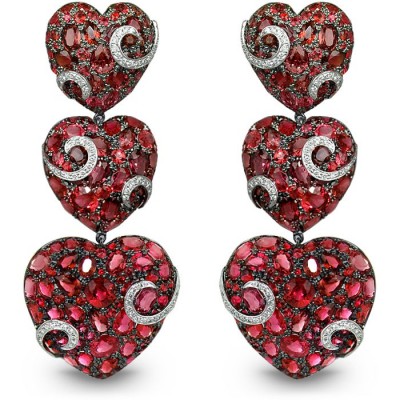 JACOB & CO-Collection Fine Jewellery-boucles d'oreilles-spinelles rouges-diamants-or blanc