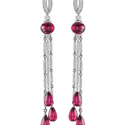 JACOB & CO-Collection Harlequin-boucles d'oreilles-rubellite-diamants