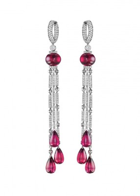 JACOB & CO-Collection Harlequin-boucles d'oreilles-rubellite-diamants