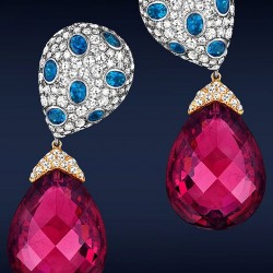 JACOB & CO-Collection  Harlequins-boucles d'oreilles-Rubelites-Apatites-diamants-or blanc