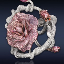 JACOB & CO-Collection Haute Joaillerie-bracelet Pink Rose-titane-or blanc-diamants roses-diamants blancs