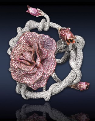 JACOB & CO-Collection Haute Joaillerie-bracelet Pink Rose-titane-or blanc-diamants roses-diamants blancs