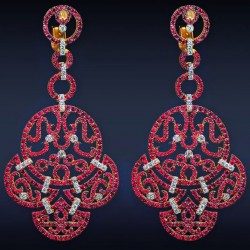 JACOB & CO-Collection Lace-boucles d'oreilles-rubis-diamants
