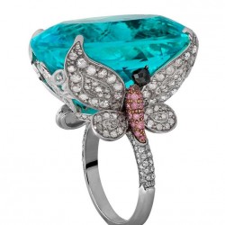 JACOB & CO-Collection Magnificient gems-bague-tourmaline Paraiba 48.27ct-diamants roses-diamants blancs