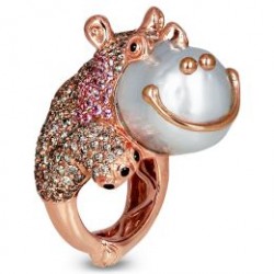 JACOB & CO-Collection Nature-Bague Hipo Pearl-or rose- saphirs-diamants