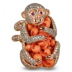 JACOB & CO-Collection Nature-bague-or rose-corail-diamants