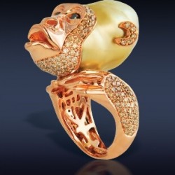 JACOB & CO-Collection Nature-bague-perle des mers du sud-diamants noirs-diamants bruns