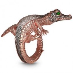 JACOB & CO-Collection Nature-bracelet Crocodile-or rose-diopside chrome-diamants bruns-diamants blancs