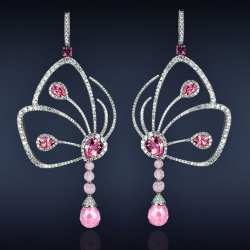 JACOB & CO-Collection Papillon-boucle d'oreille-tourmalines-diamants