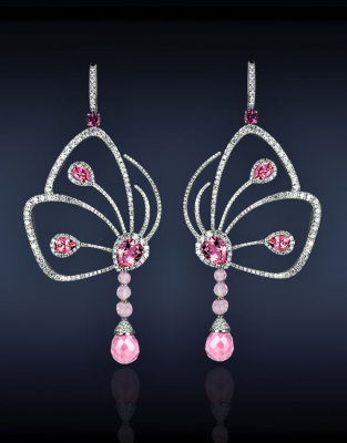 JACOB & CO-Collection Papillon-boucle d'oreille-tourmalines-diamants