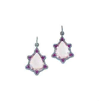 JAR-Boucles d'oreilles-or-morganite-saphirs-diamants