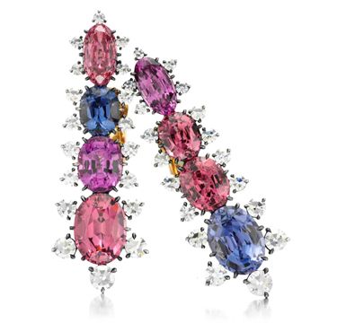 JAR-boucles d'oreilles clips-spinelles de couleur-diamant