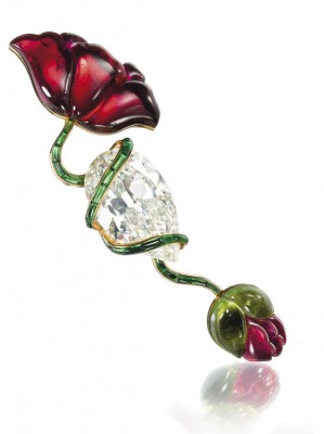 JAR-broche coquelicot diamants tourmalines vendue $1,272,320